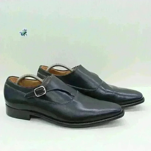 Mezlan Algar Platinum Men's Black Leather Monk Strap Loafers Shoes Size US 12 M - Picture 2 of 12